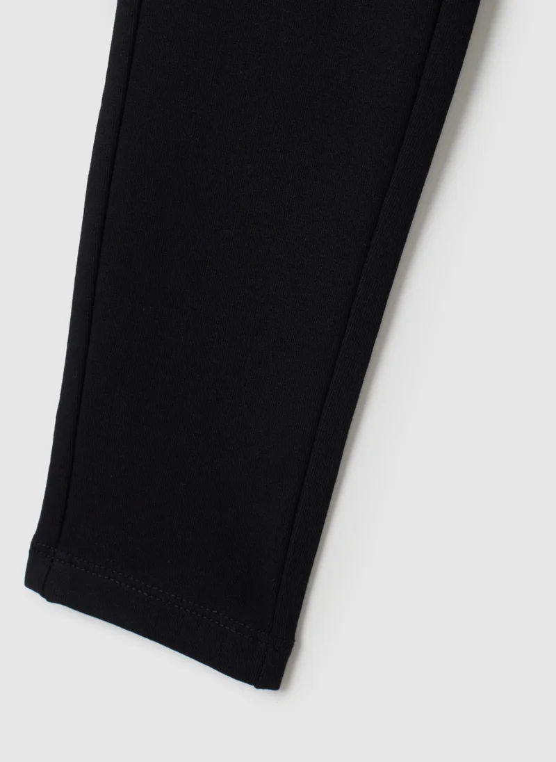 او في اس GIRLS' BLACK COTTON LEGGINGS REGULAR FIT