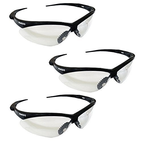 Nemesis Safety Glasses, Black Frame, Clear Lens, pack of 3 - Image 5