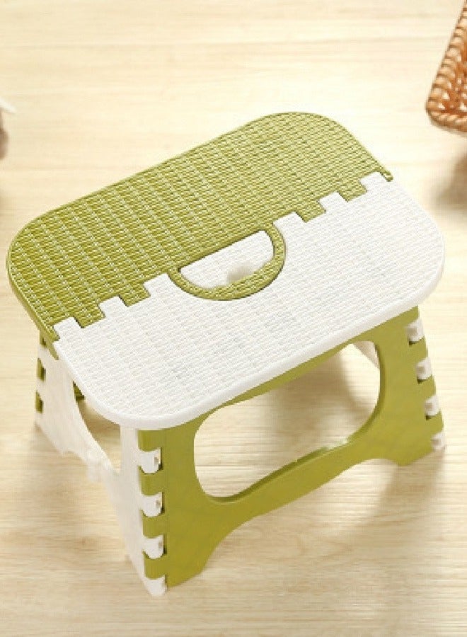Generic Portable Outdoor Stool Home Children's Study Stool Foldable Step Stool Green/White 24x18x19cm  - Image 3