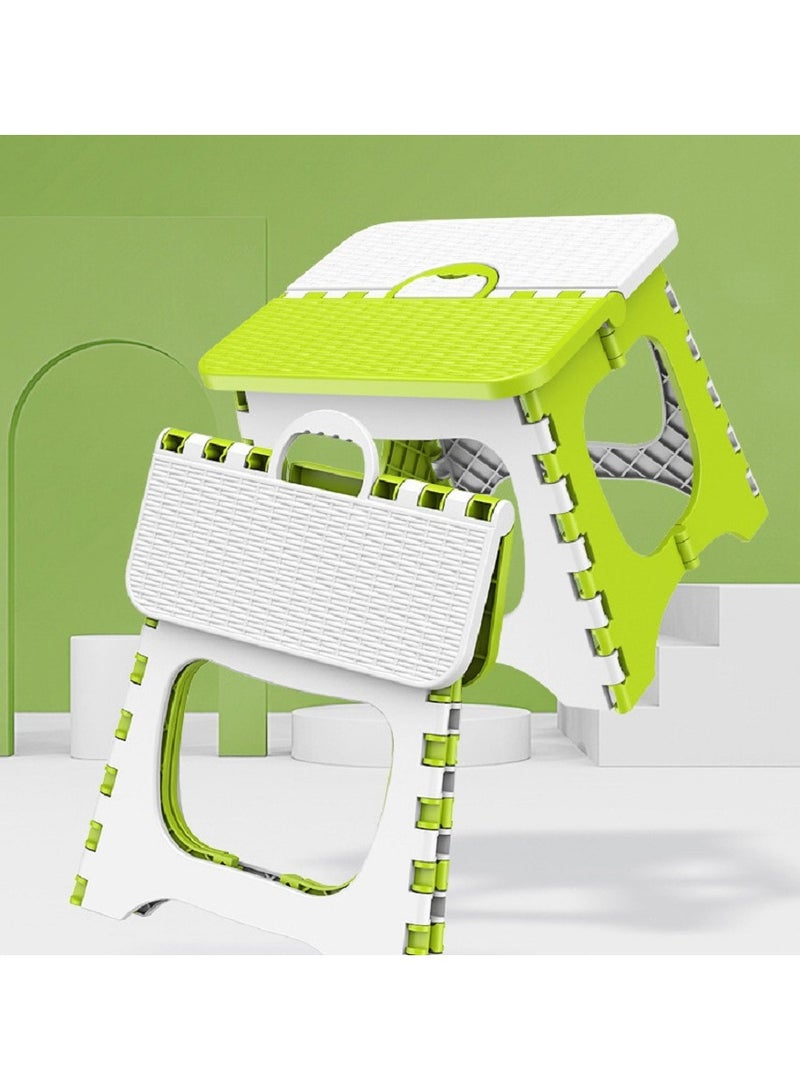 Generic Portable Outdoor Stool Home Children's Study Stool Foldable Step Stool Green/White 24x18x19cm  - Image 5