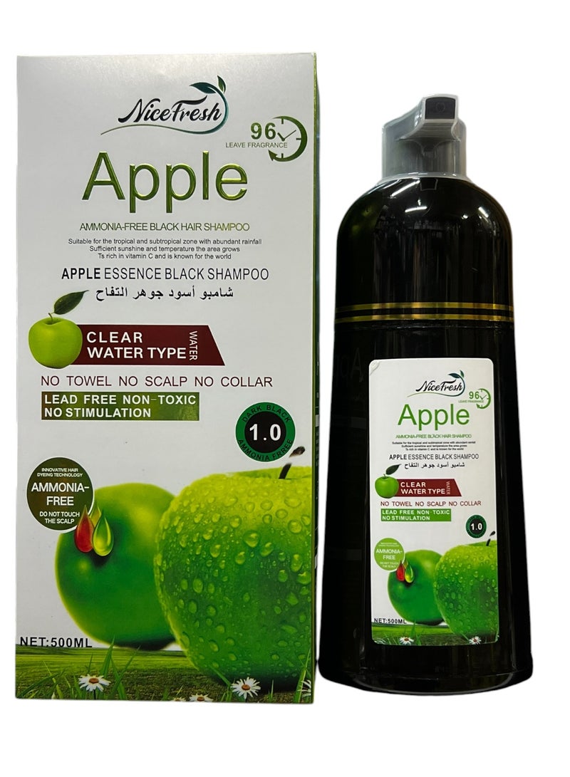 Nice Fresh Apple Ammonia Free Hair Color Shampoo No.1 Dark Black 500ml - Image 1