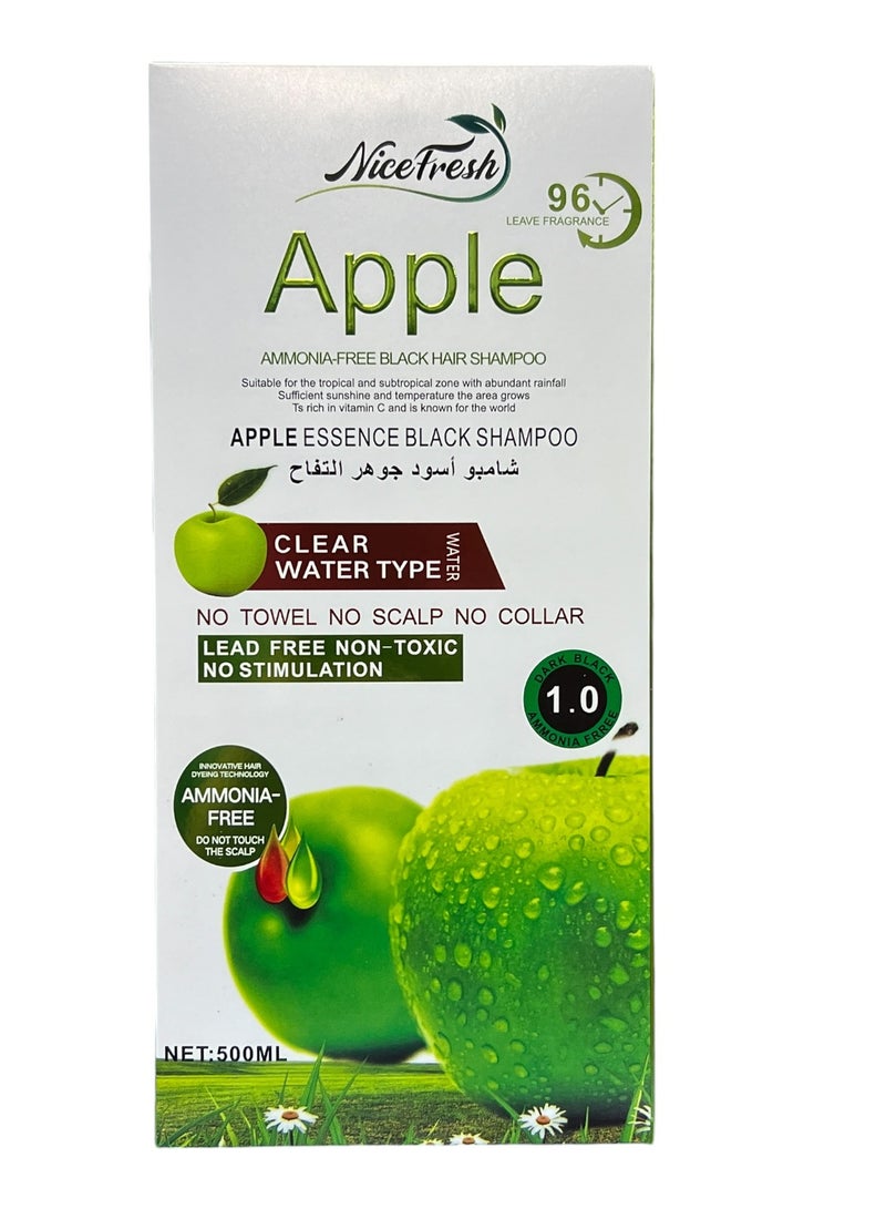 Nice Fresh Apple Ammonia Free Hair Color Shampoo No.1 Dark Black 500ml - Image 2