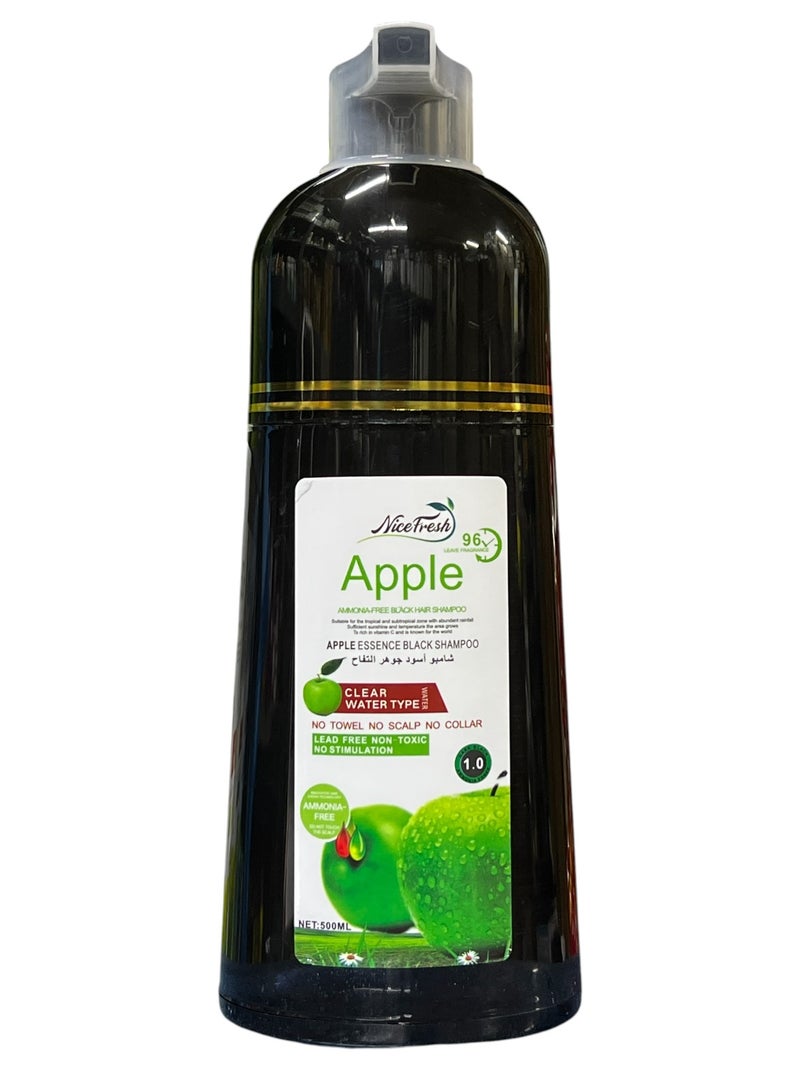 Nice Fresh Apple Ammonia Free Hair Color Shampoo No.1 Dark Black 500ml - Image 3