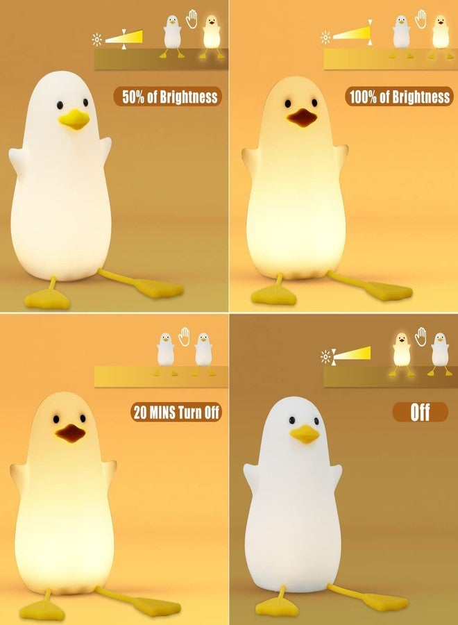 Suicune Duck Night Light for Kids, Cute Seagull Silicone Bedside Lamp for Nursery, ABS+SIL, Touch Control, Portable and Rechargeable Dimmable, Birthday Xmas Gifts for Boys Girls (Duck Lamp) - Image 2