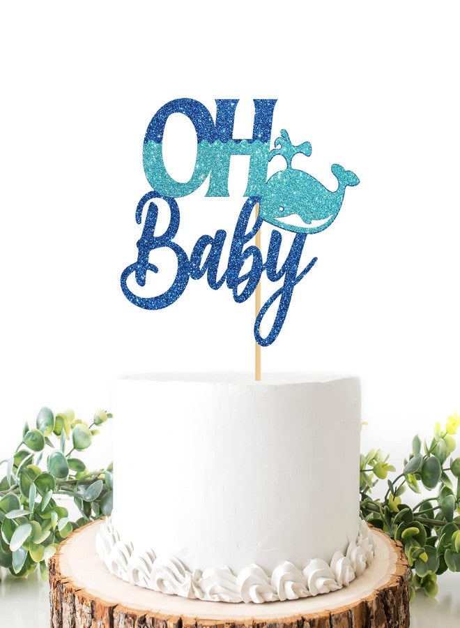 Helewilk Oh Baby Cake Topper, Nautical Theme Baby Shower/Gender Reveal/Boys 1st Birthday Party Decoration, Whale Cake Topper for Nautical Theme Birthday Party Favors - Image 1
