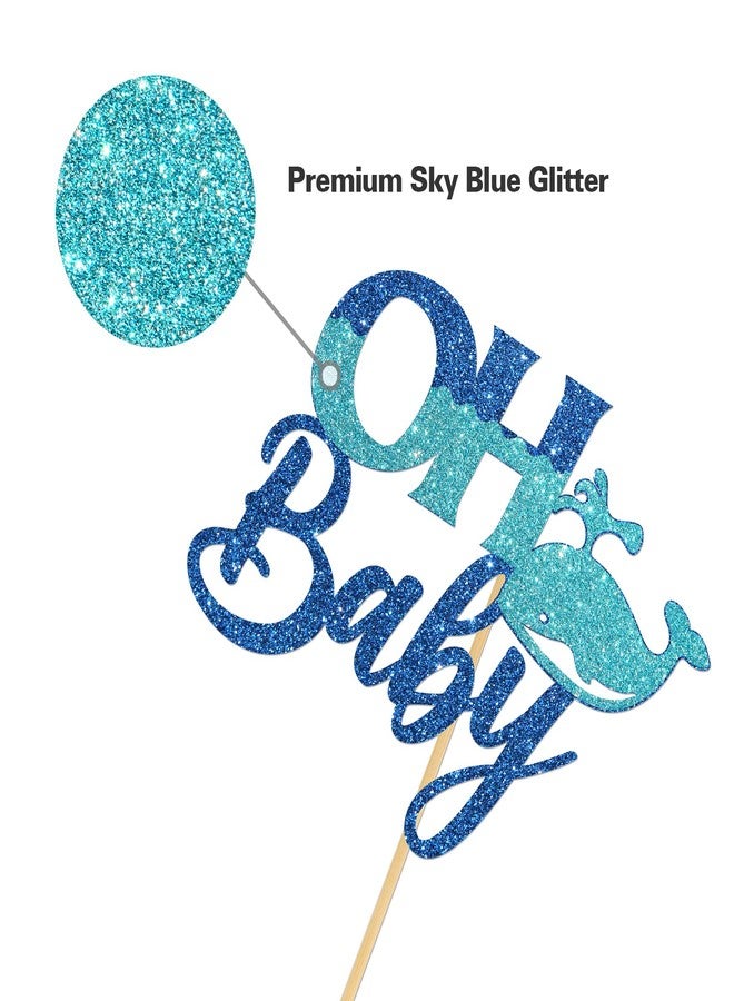 Helewilk Oh Baby Cake Topper, Nautical Theme Baby Shower/Gender Reveal/Boys 1st Birthday Party Decoration, Whale Cake Topper for Nautical Theme Birthday Party Favors - Image 2