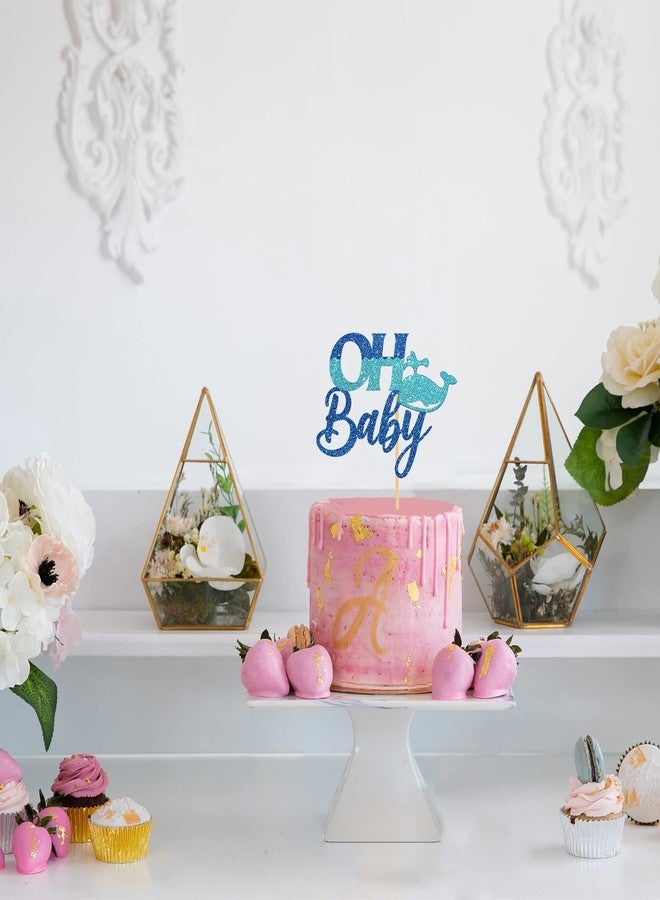 Helewilk Oh Baby Cake Topper, Nautical Theme Baby Shower/Gender Reveal/Boys 1st Birthday Party Decoration, Whale Cake Topper for Nautical Theme Birthday Party Favors - Image 4