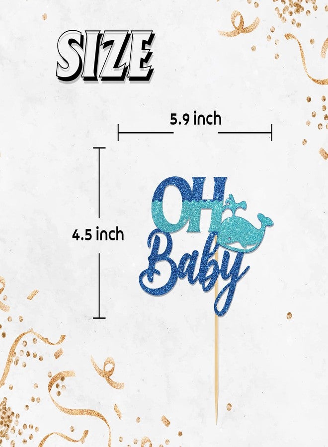 Helewilk Oh Baby Cake Topper, Nautical Theme Baby Shower/Gender Reveal/Boys 1st Birthday Party Decoration, Whale Cake Topper for Nautical Theme Birthday Party Favors - Image 3