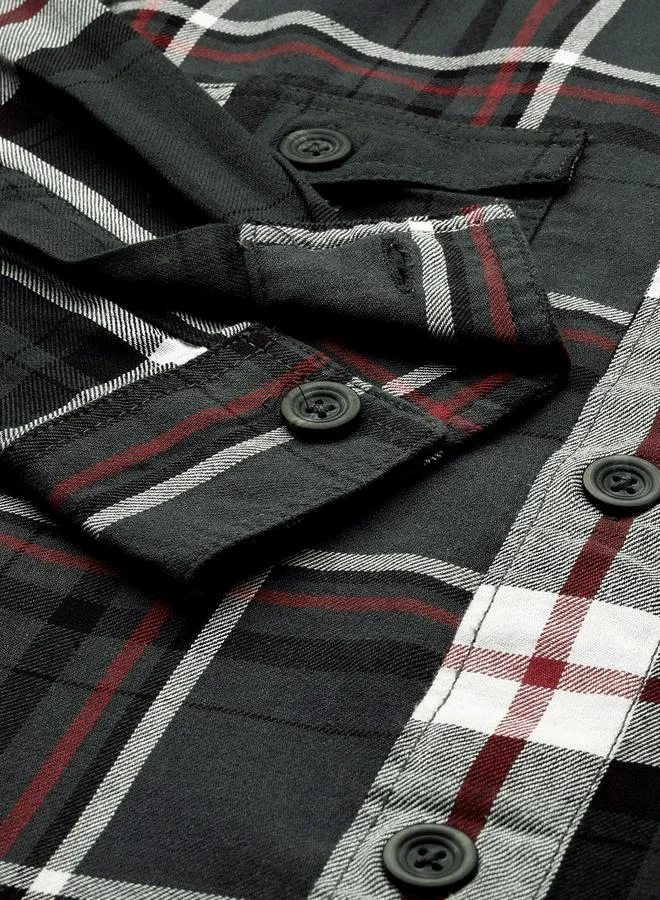 The Indian Garage Co  Men Regular Fit Grey Checked Shirt for Men | Best Price UAE