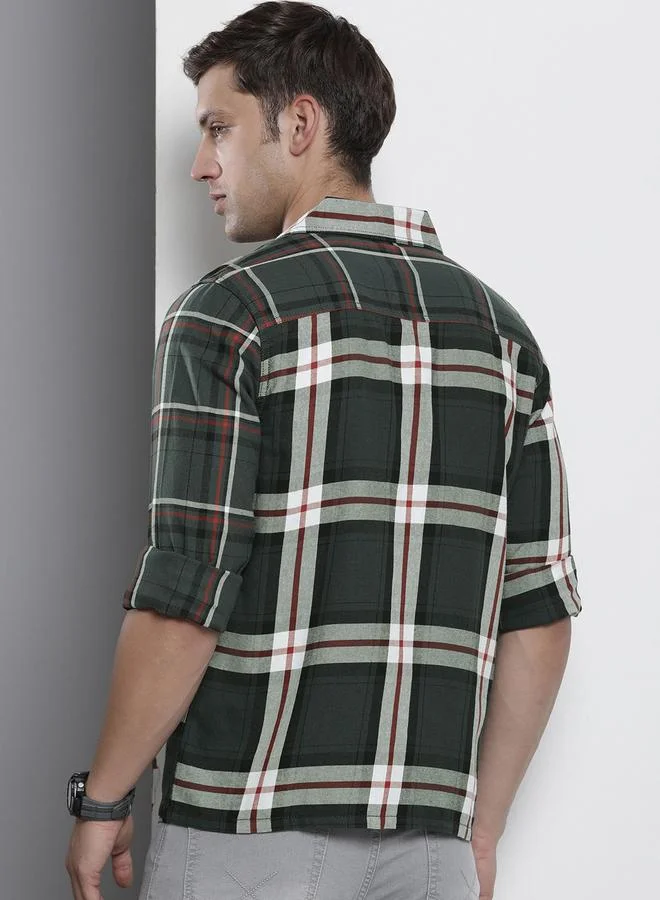 The Indian Garage Co  Men Regular Fit Grey Checked Shirt for Men | Best Price UAE