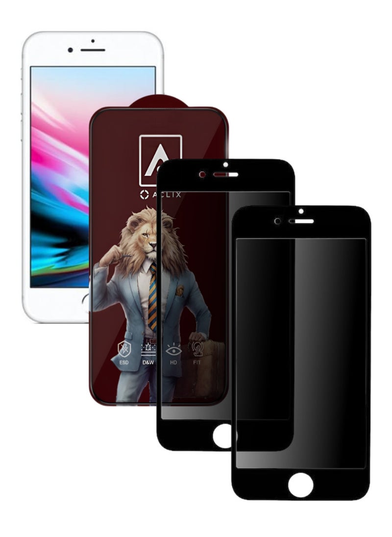 ACLIX 2 Pieces Antistatic ESD Dustproof Premium Quality High Definition Anti-Spy Privacy Tempered Glass Screen Protector Designed For  iPhone 8 - Image 1