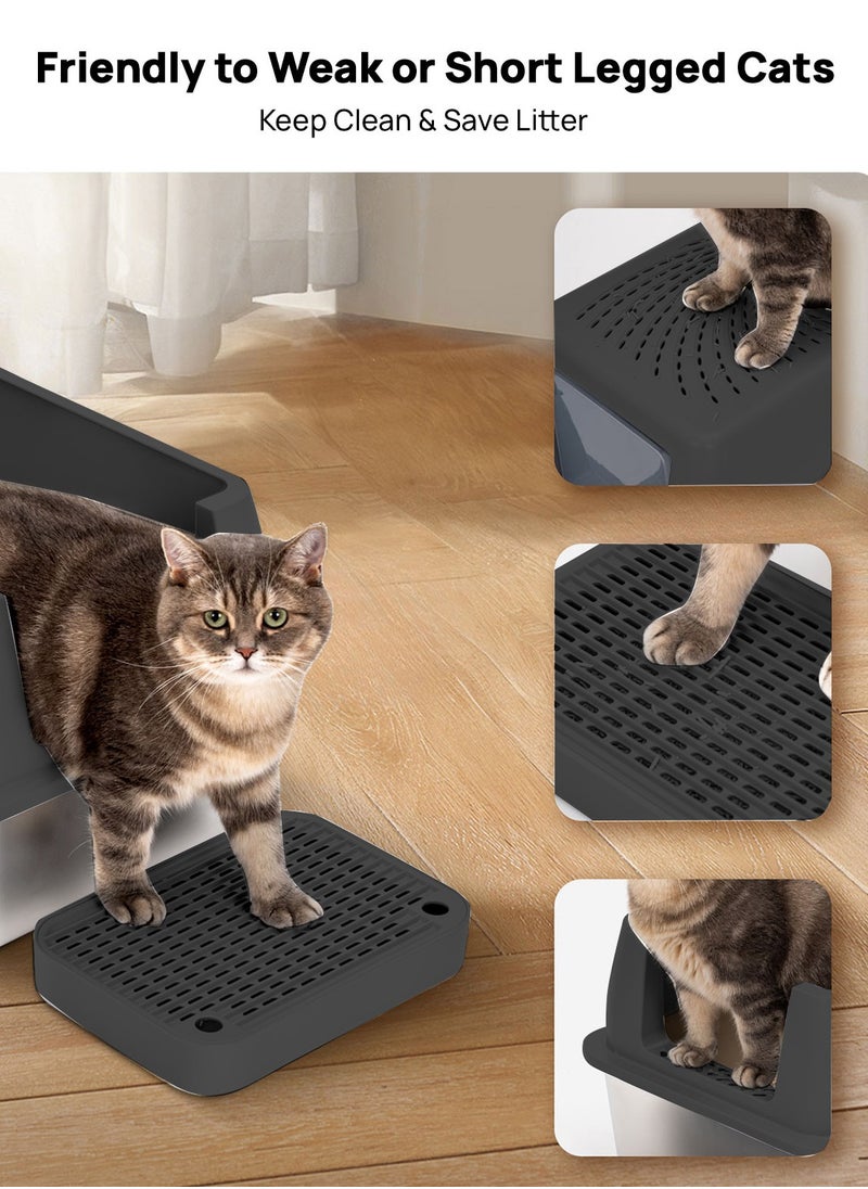 Kidle - Cat Litter Box with Lid Extra Large Litter Box for Big Cats Metal Litter Pan Tray with High Wall Sides Enclosure, Non-Sticky, Anti-Leakage, Easy Cleaning - Image 1