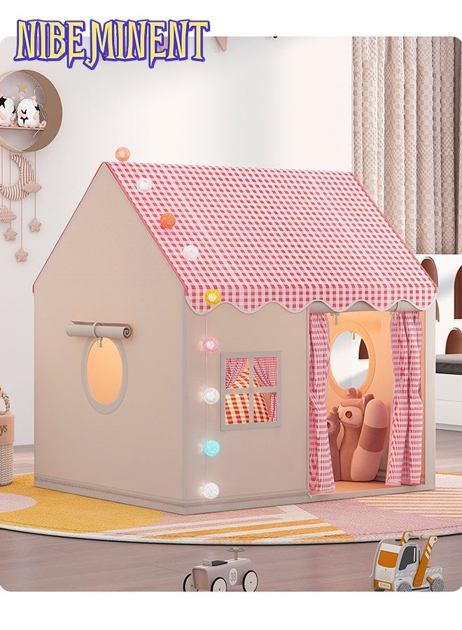 NIBEMINENT Large Kids Tent House Indoor Outdoor,Toddler Play Tent With Birthday Party Decoration,Play house for Baby Princess Castle Tent, Kids Indoor Room Toys for Girls and Boys（Tent + Cotton Ball Lamp） - Image 1