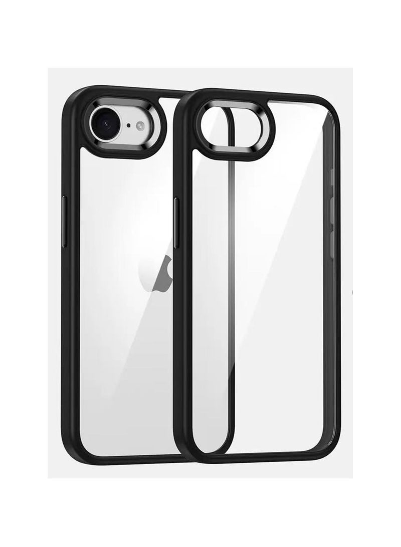 متوافق مع عدسة معدنية iPhone16e ، حافظة شفافة شاملة مضادة للسقوط ، متوافقة مع iPhone16e أسود - Image 1