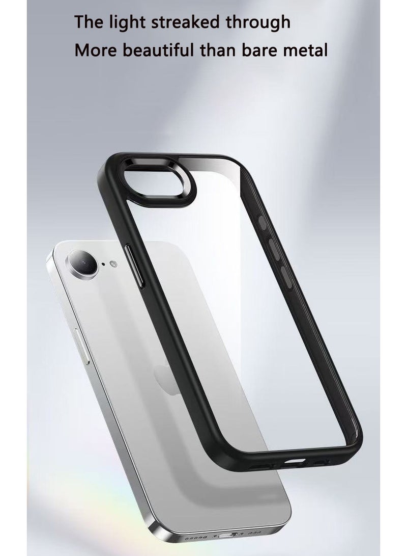 متوافق مع عدسة معدنية iPhone16e ، حافظة شفافة شاملة مضادة للسقوط ، متوافقة مع iPhone16e أسود - Image 5