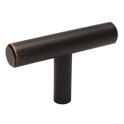 Cosmas 10 Pack - Cosmas 404ORB Oil Rubbed Bronze Solid Steel Construction 3/8 Inch Slim Line Euro Style Cabinet Hardware T-Knob - 2" Overall Length - Image 1