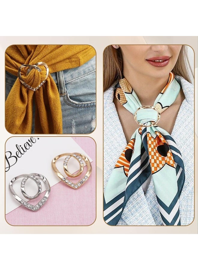 4PCS Metal Scarf Ring Clip Set Fashion Round Circle Buckle Rhinestone Pearl Scarf Rings for Women T-Shirt Dress Styling Gold Silver - Image 5