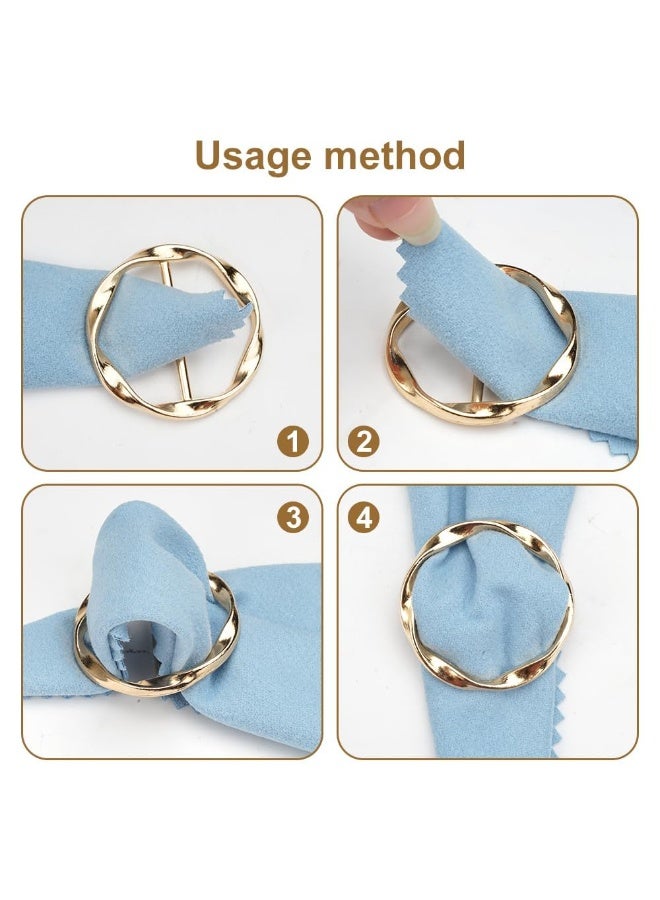 4PCS Metal Scarf Ring Clip Set Fashion Round Circle Buckle Rhinestone Pearl Scarf Rings for Women T-Shirt Dress Styling Gold Silver - Image 4