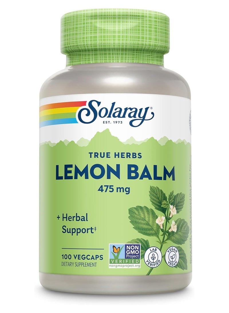SOLARAY Solaray, Lemon Balm, 475 mg, 100 VegCaps