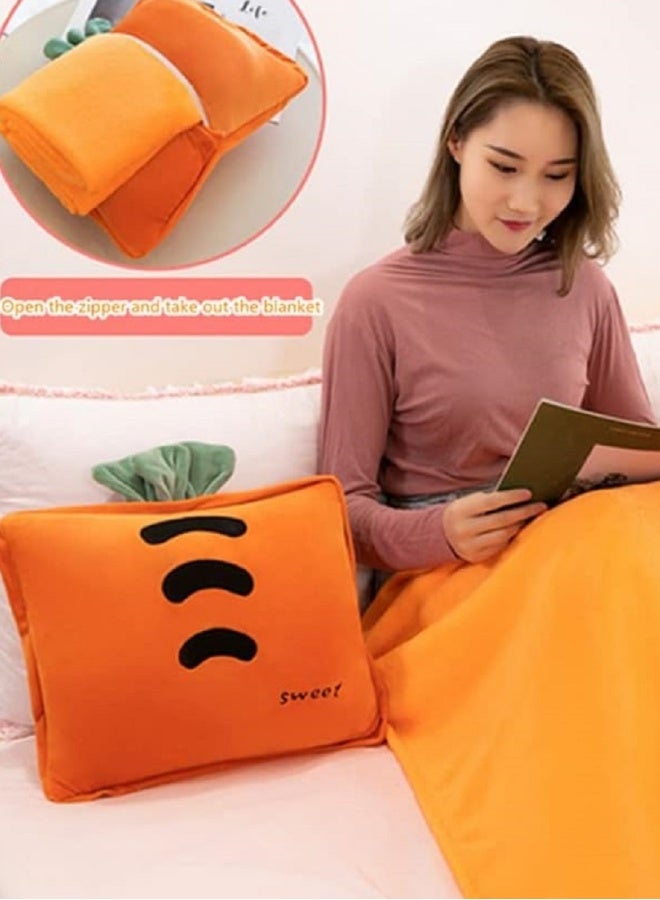 طقم بطانية سفر وبطانية وجبة خفيفة بعد الظهر، 3 في 1 وسادة بطانية، وسادة ممتلئة بشكل جزر جميلة وناعمة، تدفئة اليدين، مناسب لسفر الأطفال ونوم المكتب - Image 3