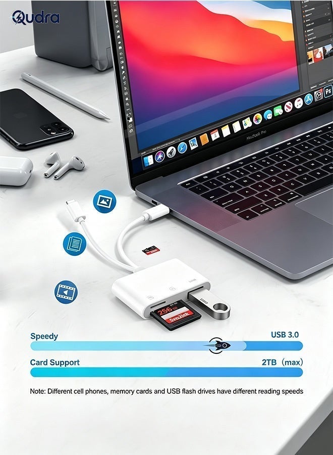 قدرة قارئ بطاقة الذاكرة قارئ بطاقة SD لأجهزة iPhone iPad Mac - Image 5