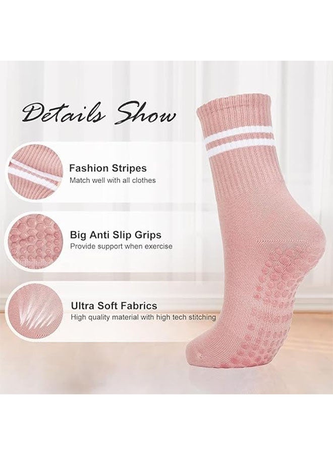 3 Pairs Yoga Socks for Women, Pilates Anti Slip Socks, Soft and Durable, Non Slip Socks for Pilates, Yoga, Ballet, Dance, Black, White, Pink - Image 3