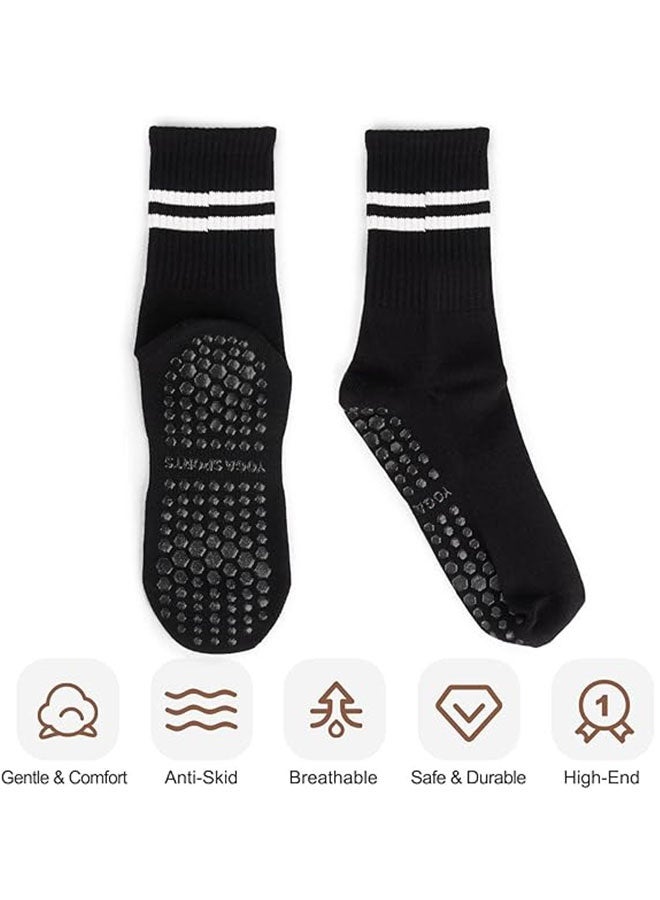 3 Pairs Yoga Socks for Women, Pilates Anti Slip Socks, Soft and Durable, Non Slip Socks for Pilates, Yoga, Ballet, Dance, Black, White, Pink - Image 2