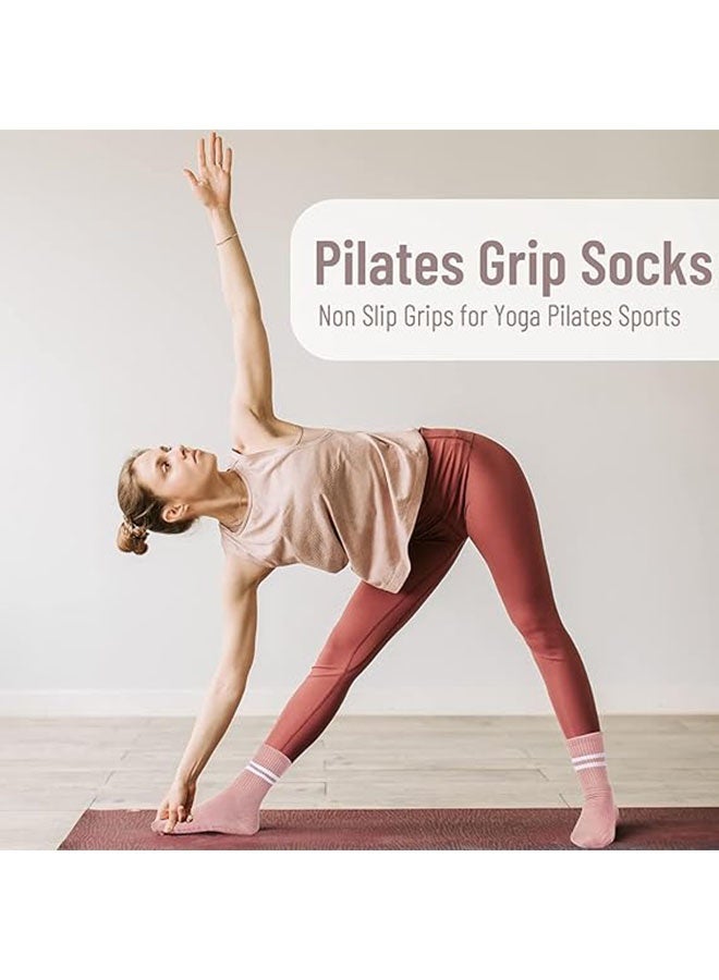 3 Pairs Yoga Socks for Women, Pilates Anti Slip Socks, Soft and Durable, Non Slip Socks for Pilates, Yoga, Ballet, Dance, Black, White, Pink - Image 5