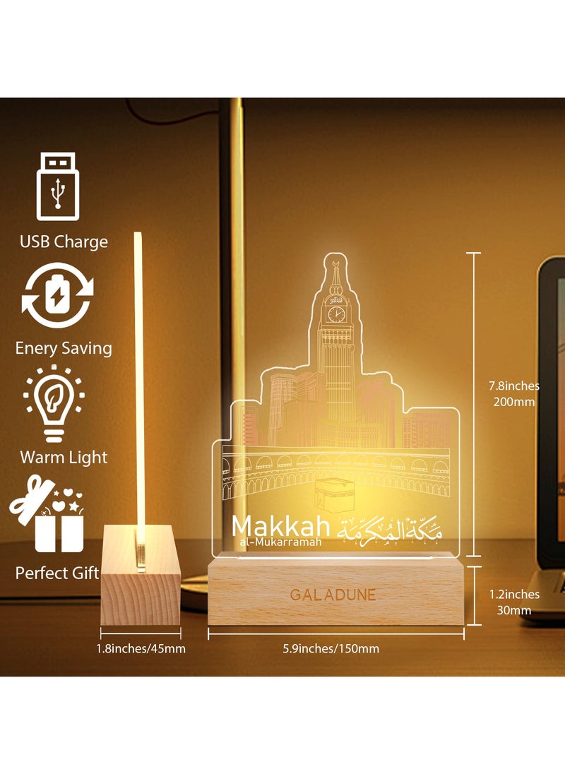 GALADUNE LED Acrylic Night Light, Orange Mecca Clock Tower, Suitable for Ramadan and Islamic Celebrations, Home Decor, Cafe Decor, Night Lighting  - Image 2