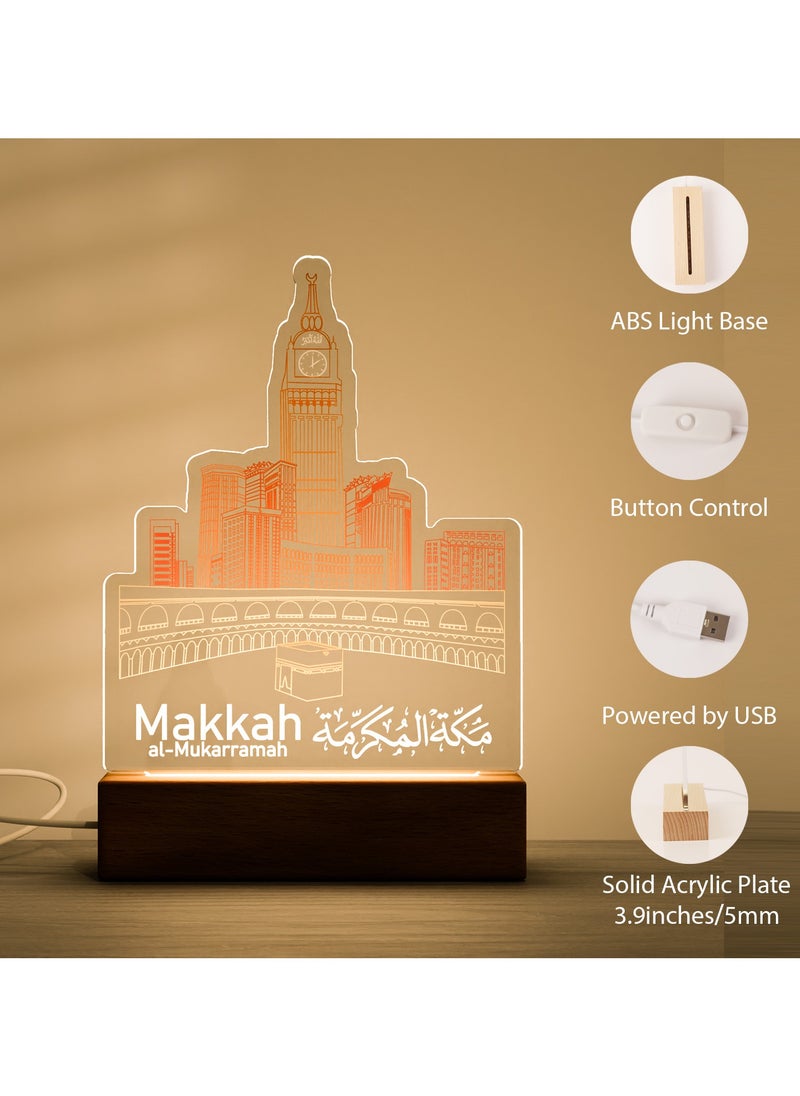 GALADUNE LED Acrylic Night Light, Orange Mecca Clock Tower, Suitable for Ramadan and Islamic Celebrations, Home Decor, Cafe Decor, Night Lighting  - Image 3