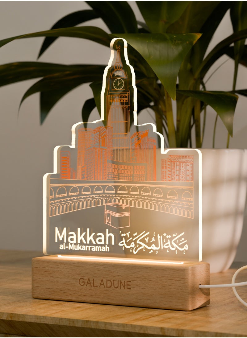 GALADUNE LED Acrylic Night Light, Orange Mecca Clock Tower, Suitable for Ramadan and Islamic Celebrations, Home Decor, Cafe Decor, Night Lighting  - Image 4