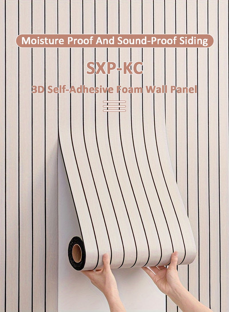 EzzySo 3D Wall Paper Foam Wallpaper 1 Roll Self-Adhesive Waterproof Thickened Wallpaper Sticker Wall Covering for Kitchen Room Ceiling Wall Indoor Use Moisture Proof Sound Insulation Wallboard 2.8mm X 40cm X 300cm  - Image 2