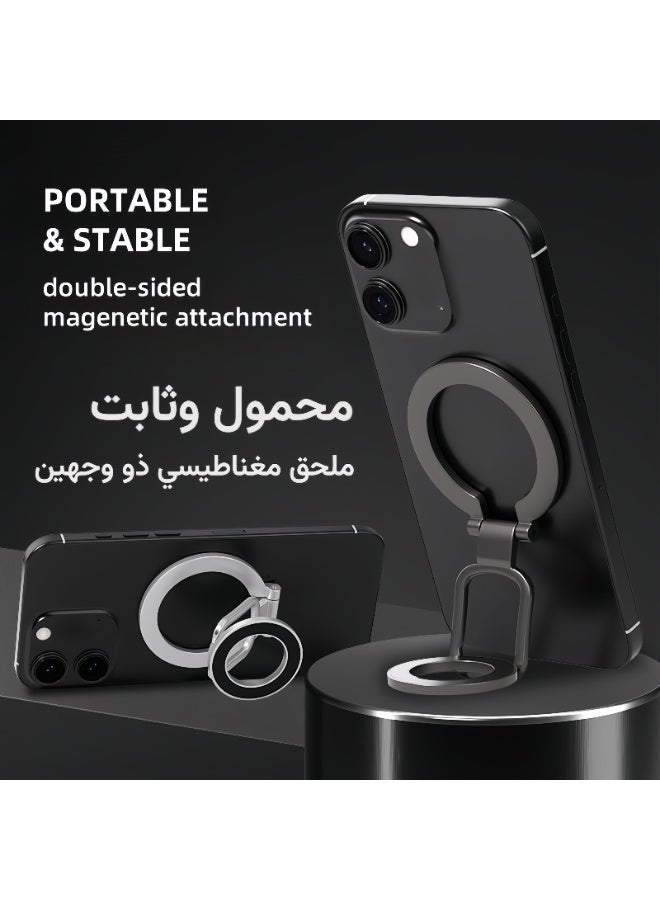 حامل هاتف مغناطيسي مزدوج الجوانب MagSafe، حامل مكتبي معدني، حلقة دوران 360 درجة - Image 4