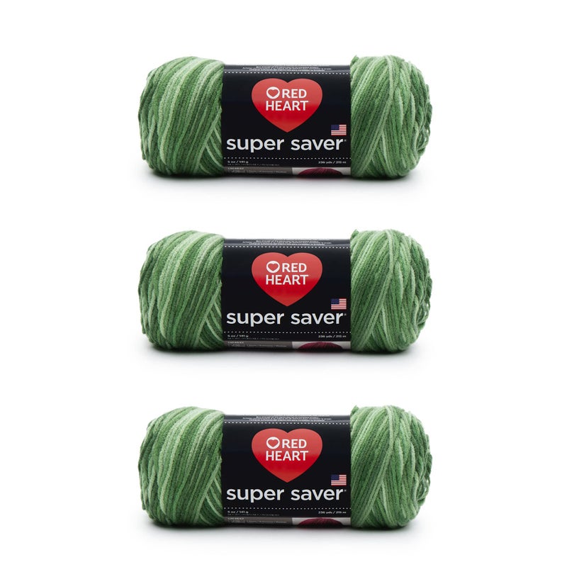 Red Heart Super Saver Yarn 3 Pack Green Tones 3 Count
