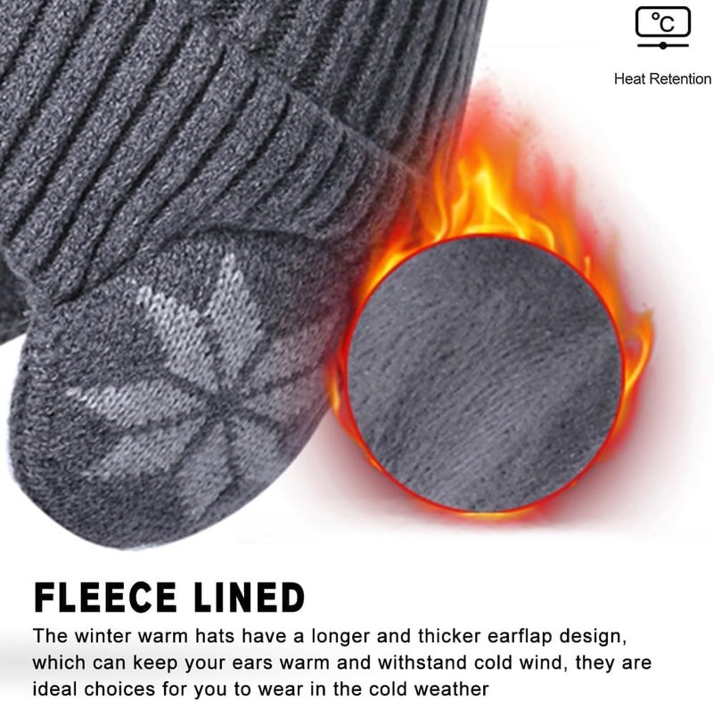 Infispace Men & Women Fur Lined Winter Knitted Beanie with Earflap| Snow Skullies Hat Outdoor Coldproof Ear Protection Wool Cap - Image 2