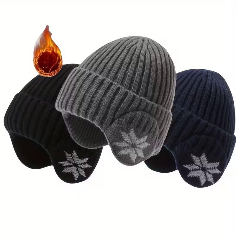 Infispace Men & Women Fur Lined Winter Knitted Beanie with Earflap| Snow Skullies Hat Outdoor Coldproof Ear Protection Wool Cap - Image 5
