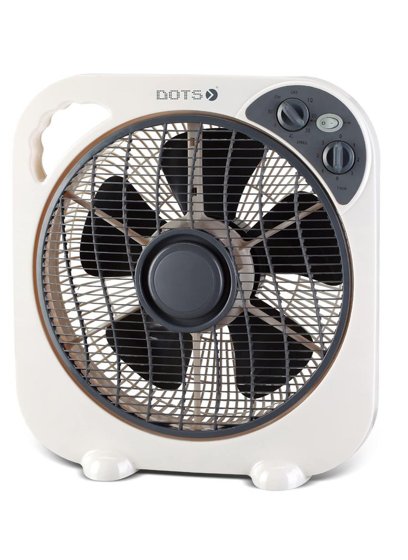 DOTS - Dots Box Fan, 12", 3 Speed, 1 Hour Timer, 50W, Tfb-30E - Image 1