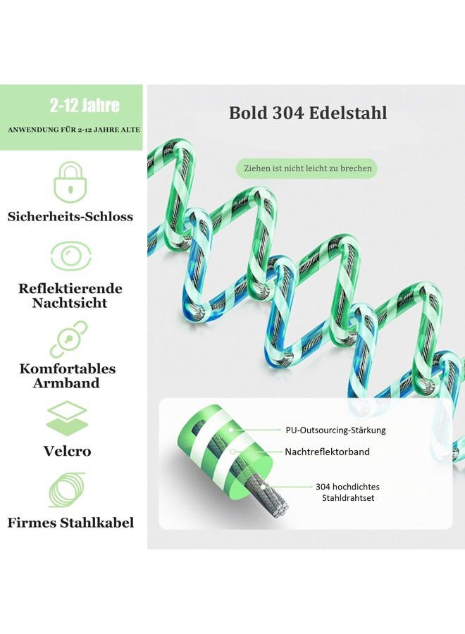 WSZCML Anti Lost Wrist Link,Toddler Harness Walking Leash with Induction Lock,Reflective Child Wrist Leashes for Baby,6.56ft Kids Leash for Supermarket Mall Airport Amusement Park Zoo Travel（Green） - Image 5
