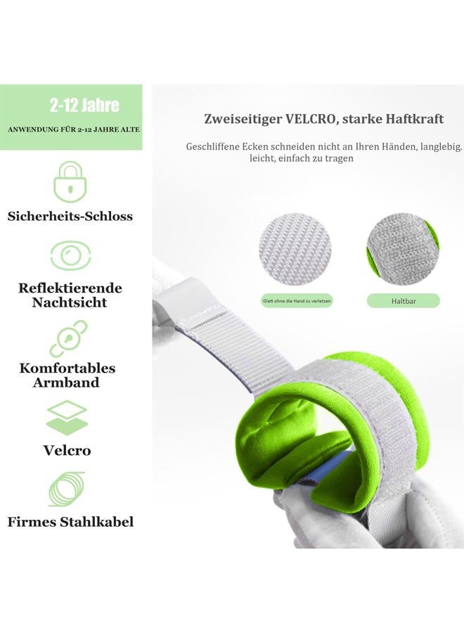 WSZCML Anti Lost Wrist Link,Toddler Harness Walking Leash with Induction Lock,Reflective Child Wrist Leashes for Baby,6.56ft Kids Leash for Supermarket Mall Airport Amusement Park Zoo Travel（Green） - Image 4