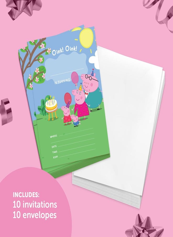 ديزرت كاكتوس بطاقات دعوة عيد ميلاد سعيد بتصميم صبار صحراوي لشخصية بيبا بيج، 10 بطاقات مع أظرف، لحفلات الأولاد والبنات والأطفال (النمط أ) - Image 2