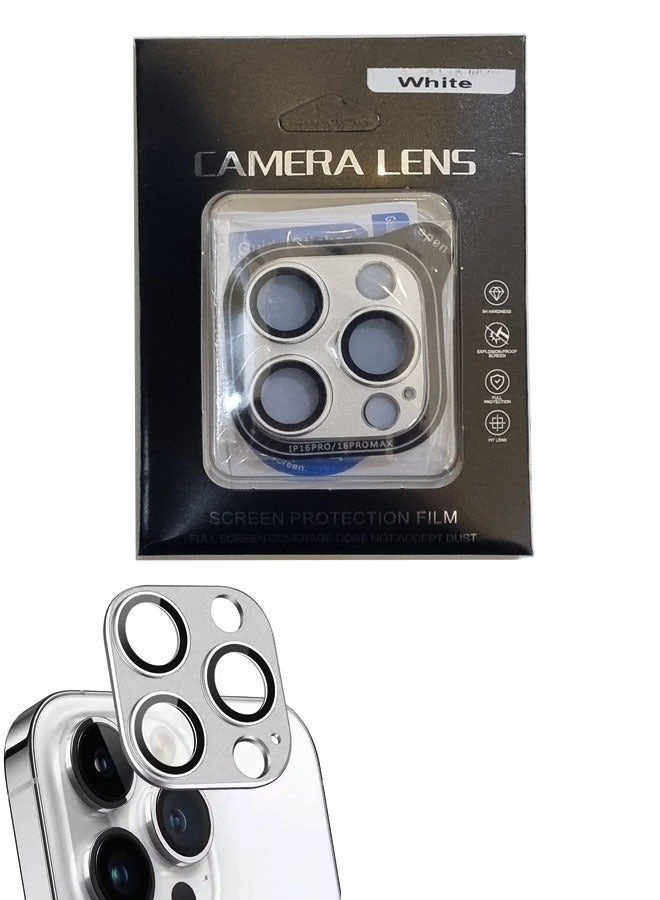 High-Quality IPhone 16 Pro Max /16 Pro Camera Protector - White Titanium  - Image 1