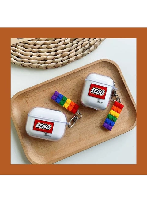 Building Blocks Dog Cartoon Suitable For Apple Airpods Wireless Bluetooth Headphone Case TPU Transparent Anti-fall Soft Case-Colour:Lego + Building Block Pendants (from 50 For A Single Model)-Applicable Model:airpods 4 （2024）