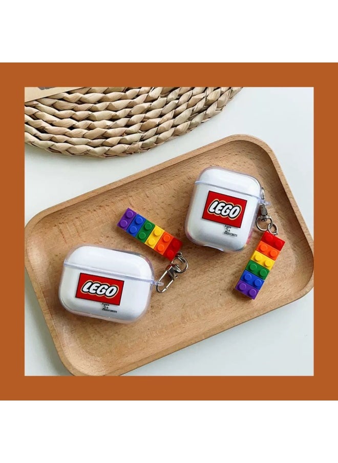 Building Blocks Dog Cartoon Suitable For Apple Airpods Wireless Bluetooth Headphone Case TPU Transparent Anti-fall Soft Case-Colour:Lego + Building Block Pendants (from 50 For A Single Model)-Applicable Model:airpods 4 （2024）