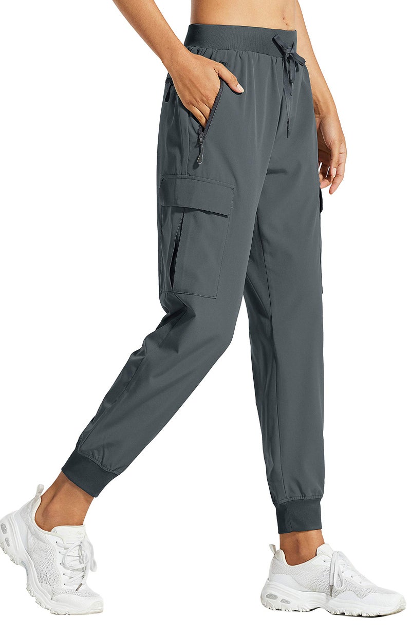 Libin Women's Cargo Joggers Lightweight Quick Dry Hiking Pants Athletic Lounge Casual Travel Tall, Steel Gray L - Image 1