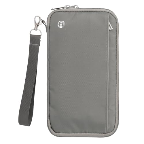 WALNEW Passport Holder Travel Family for 10, RFID-Blocking Wallet and Document Organizer Passports with Zipper, for Cards, Boarding Passes, Money, Tickets, Travel Essentials, Gray - Image 1