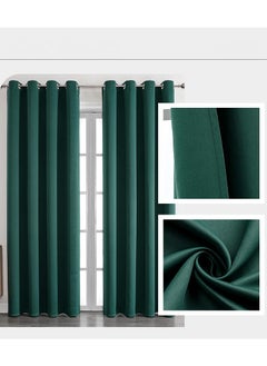 Bluejw 2-Piece Solid Color Blackout Outdoor Curtains Dark Green  - Image 2