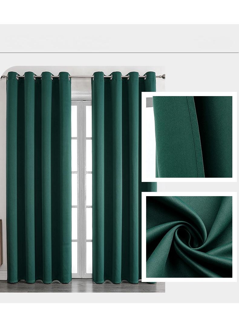 Bluejw - 2-Piece Solid Color Blackout Outdoor Curtains Dark Green - Image 1