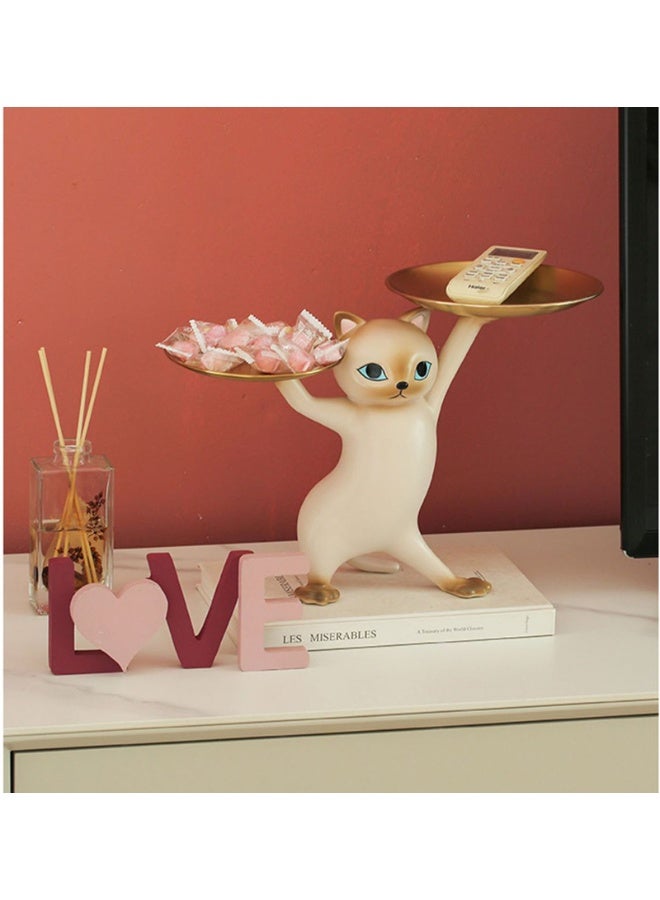 هومستر ديكور عصري علبة تخزين مفتاح حامل تمثال قطة مضحكة مع علبة تخزين ، منحوتات حلوى مفتاح صحن لطيف لغرفة المعيشة ، مكتب ومدخل ، هدية مناسبة لمحبي القطط - Image 3
