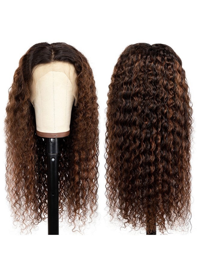 Lovenea Deep Curly 13X4 Lace Front Human Hair Wig 18 Inch Fb30 Highlight Lace Front Wigs Pre Plucked Human Hair Wigs With Baby Hair 180% Density Natural Hairline (18 Inch) - Image 3