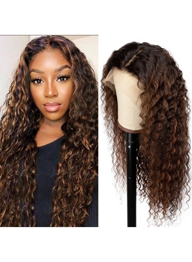 Lovenea Deep Curly 13X4 Lace Front Human Hair Wig 18 Inch Fb30 Highlight Lace Front Wigs Pre Plucked Human Hair Wigs With Baby Hair 180% Density Natural Hairline (18 Inch) - Image 2
